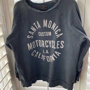 Free People Anthro Original Retrobrand graphic sweatshirt sz L large black faded